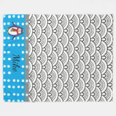 japan Doodles pattern, pinguïn, jouw naam Fleece Deken (Voorkant (Horizontaal))