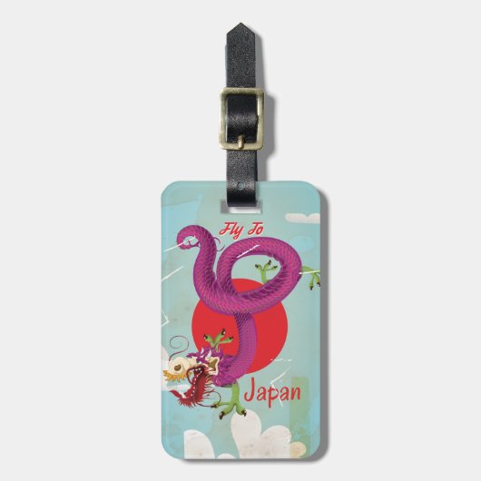 Japan Draak Oude Reisposter Bagagelabel (Voorkant verticaal)