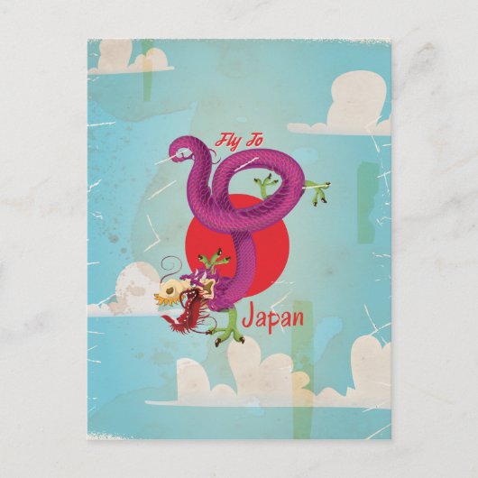 Japan Draak Oude Reisposter Briefkaart (Voorkant)