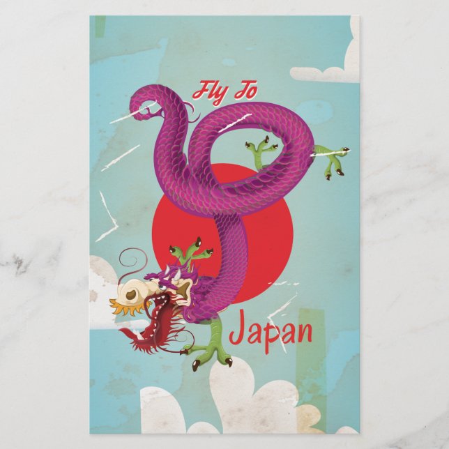 Japan Draak Vintage Reisposter (Voorkant)