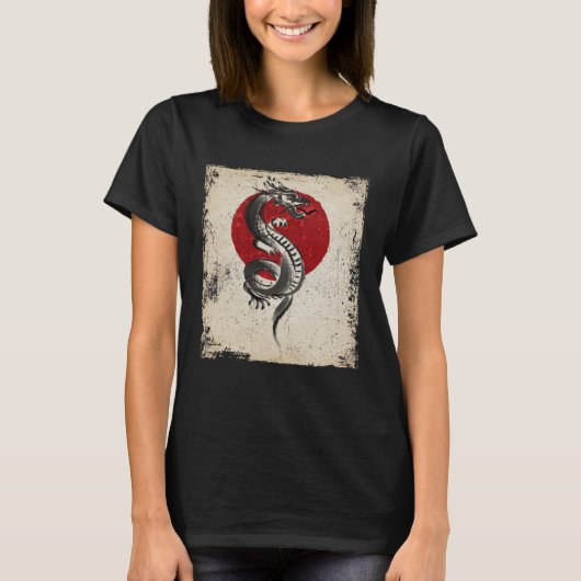 Japan dragon artwork Japanese Retro T-shirt (Voorkant)