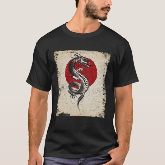 Japan dragon artwork Japanese Retro T-shirt (Voorkant)
