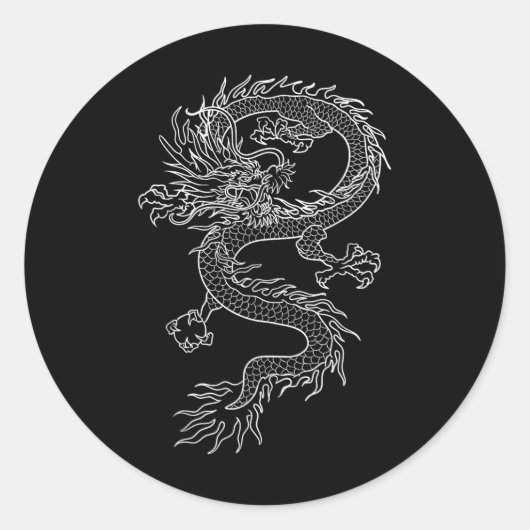 Japan Dragon Tattoo Tekening Traditionele Japanse  Ronde Sticker (Voorkant)