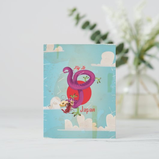 Japan Dragon Vintage Travel Poster Briefkaart (Staand voorkant)