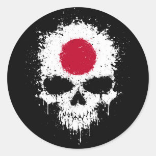 Japan Dripping Splatter Skull Ronde Sticker