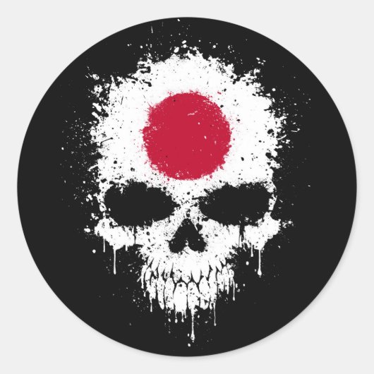 Japan Dripping Splatter Skull Ronde Sticker (Voorkant)