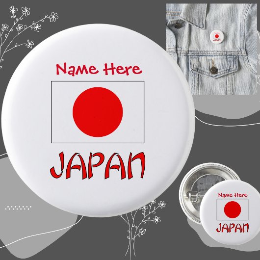 Japan en Japanse vlag Rode Personalisatie Ronde Button 3,2 Cm