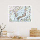 " Japan en Korea : 1945 Gedetailleerde KAART ... Poster (Keuken)