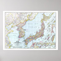 " Japan en Korea : 1945 Gedetailleerde KAART ...