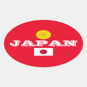 Japan - Euro-stijl rode ovale Sticker