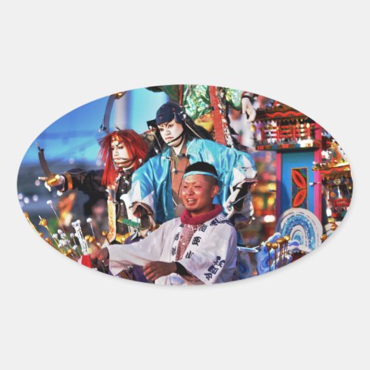Japan Festival Tradition Ovale Sticker (Voorkant)