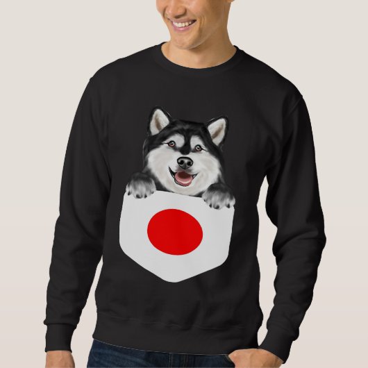 Japan Flag Alaskan Malamute Dog In Pocket Trui (Voorkant)