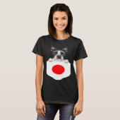 Japan Flag Boston Terrier Dog In Pocket T-shirt (Voorkant volledig)
