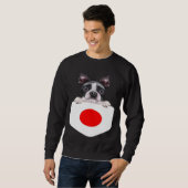 Japan Flag Boston Terrier Dog In Pocket Trui (Voorkant volledig)