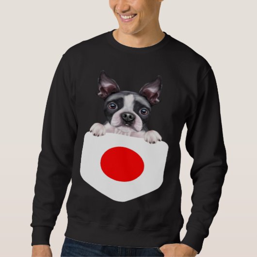 Japan Flag Boston Terrier Dog In Pocket Trui (Voorkant)