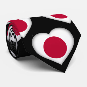 Japan Flag Colors Heart Pattern Stropdas