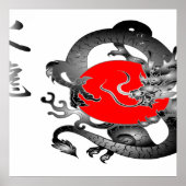 Japan Flag Fire Dragon Posters (Voorkant)