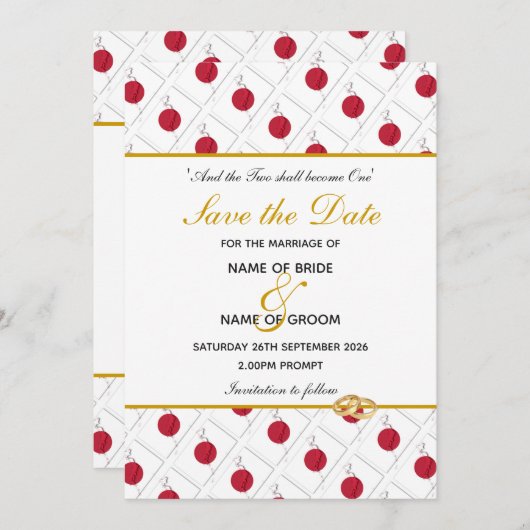 JAPAN FLAG Gepersonaliseerd bruiloft Save The Date (Voorkant / Achterkant)