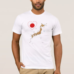 Japan Flag Heart en Map T-Shirt