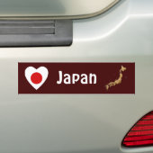 Japan Flag Heart + Map Bumpersticker (Op auto)