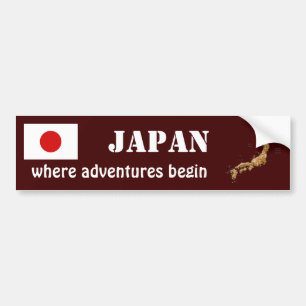 Japan Flag + Map Bumpersticker