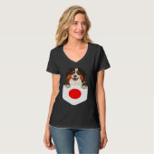 Japan Flag Miniature American Shepherd Dog In Pock T-shirt (Voorkant volledig)