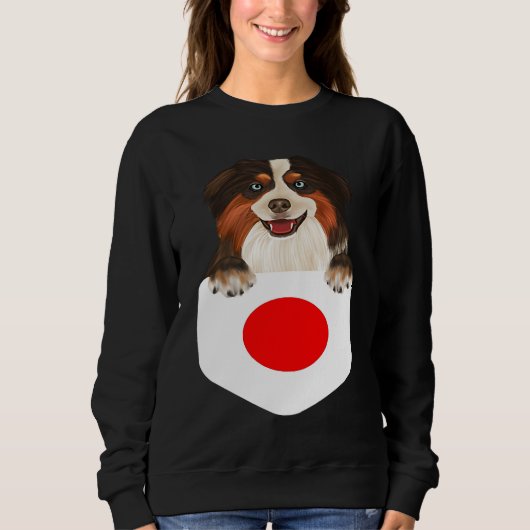 Japan Flag Miniature American Shepherd Dog In Pock Trui (Voorkant)