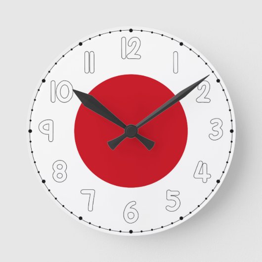 Japan Flag Wall Clock - Flag of Japan Ronde Klok (Voorkant)