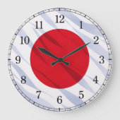 Japan Flag Wall Clock — Waving Flag Design Grote Klok (Voorkant)