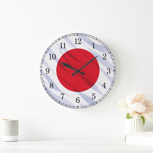 Japan Flag Wall Clock — Waving Flag Design Grote Klok (Huis)