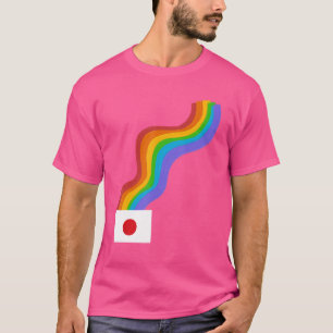 Japan Flag Wavy Rainbow ROYGBIV Pride in Japan Rai T-shirt