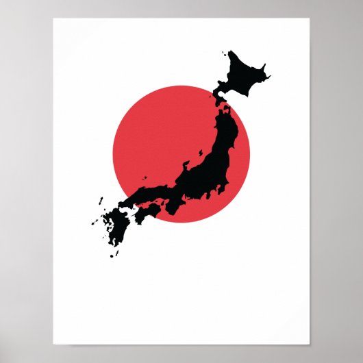 Japan Flagge Kartenumriss Poster (Voorkant)