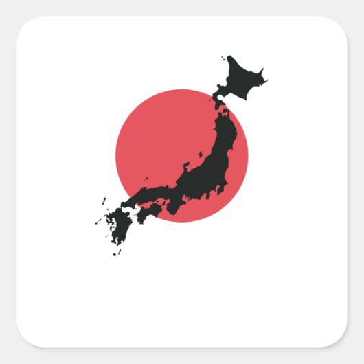 Japan Flagge Kartenumriss Vierkante Sticker (Voorkant)