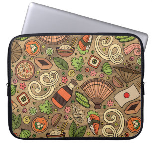 Japan Food: Schattigee hand getekend Laptop Sleeve