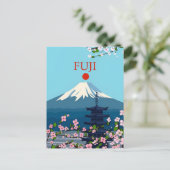 Japan Fuji Travel waterverf Azië Briefkaart (Staand voorkant)