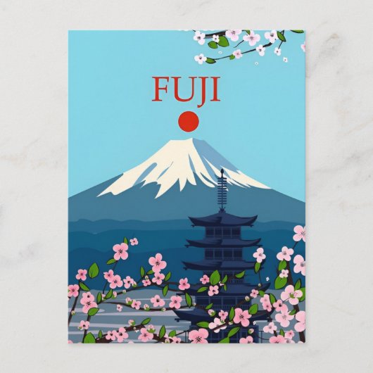 Japan Fuji Travel waterverf Azië Briefkaart (Voorkant)