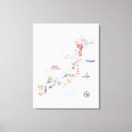 Japan Geïllustreerde kaart Canvas Afdruk