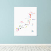 Japan Geïllustreerde kaart Canvas Afdruk (Insitu (Houten vloer))