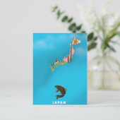 Japan geïllustreerde kaart reisposter print. (Staand voorkant)