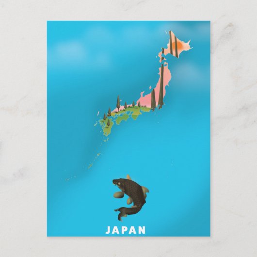 Japan geïllustreerde kaart reisposter print. (Voorkant)