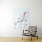 Japan Geïllustreerde kaart Wandkleed (In situ)