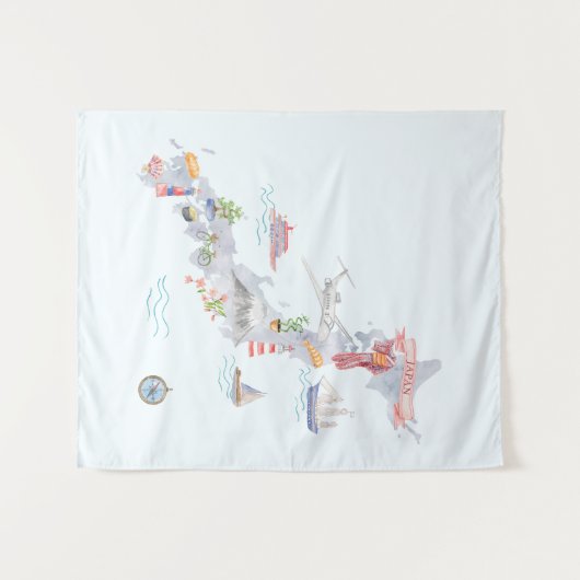 Japan Geïllustreerde kaart Wandkleed (Voorkant (horizontaal))