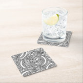 Japan geïnspireerd ontwerp met zwart-witte werveli kartonnen onderzetters (Insitu)