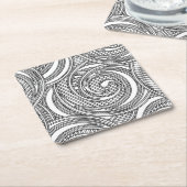 Japan geïnspireerd ontwerp met zwart-witte werveli kartonnen onderzetters (Schuin)