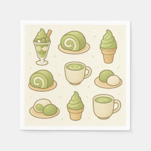 Japan geïnspireerde kunst voor matcha desserts. servet