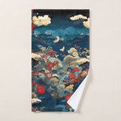 Japan geïnspireerde luxe bloemkunst bad handdoek (Handdoek)