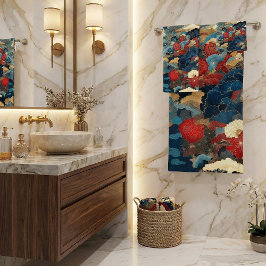 Japan geïnspireerde luxe bloemkunst bad handdoek