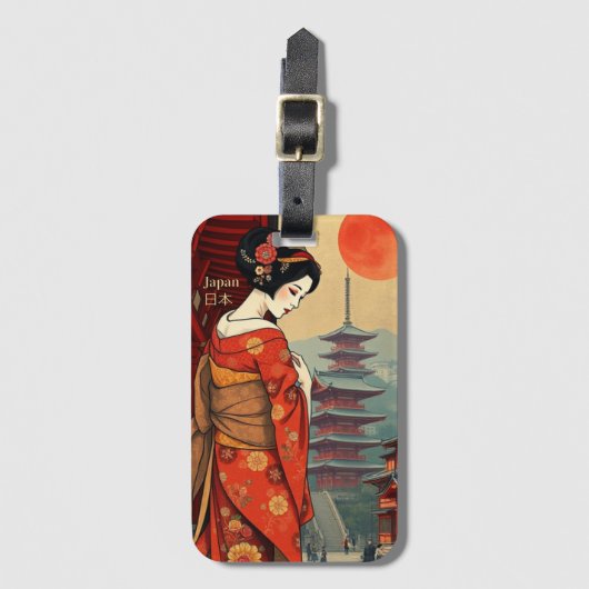 Japan geisha maiko Japanse reizen Bagagelabel (Voorkant (verticaal))
