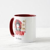 Japan Geisha met vlag Koi en Lotus Souve Mok (Voorkant links)