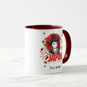 Japan Geisha met vlag Koi en Lotus Souve Mok (Voorkant rechts)